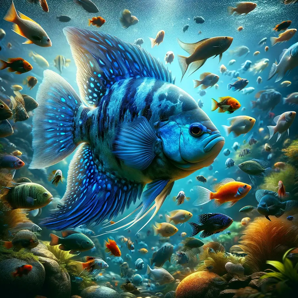 Electric Blue Jack Dempsey's vibrant colors make them a prized aquarium fish